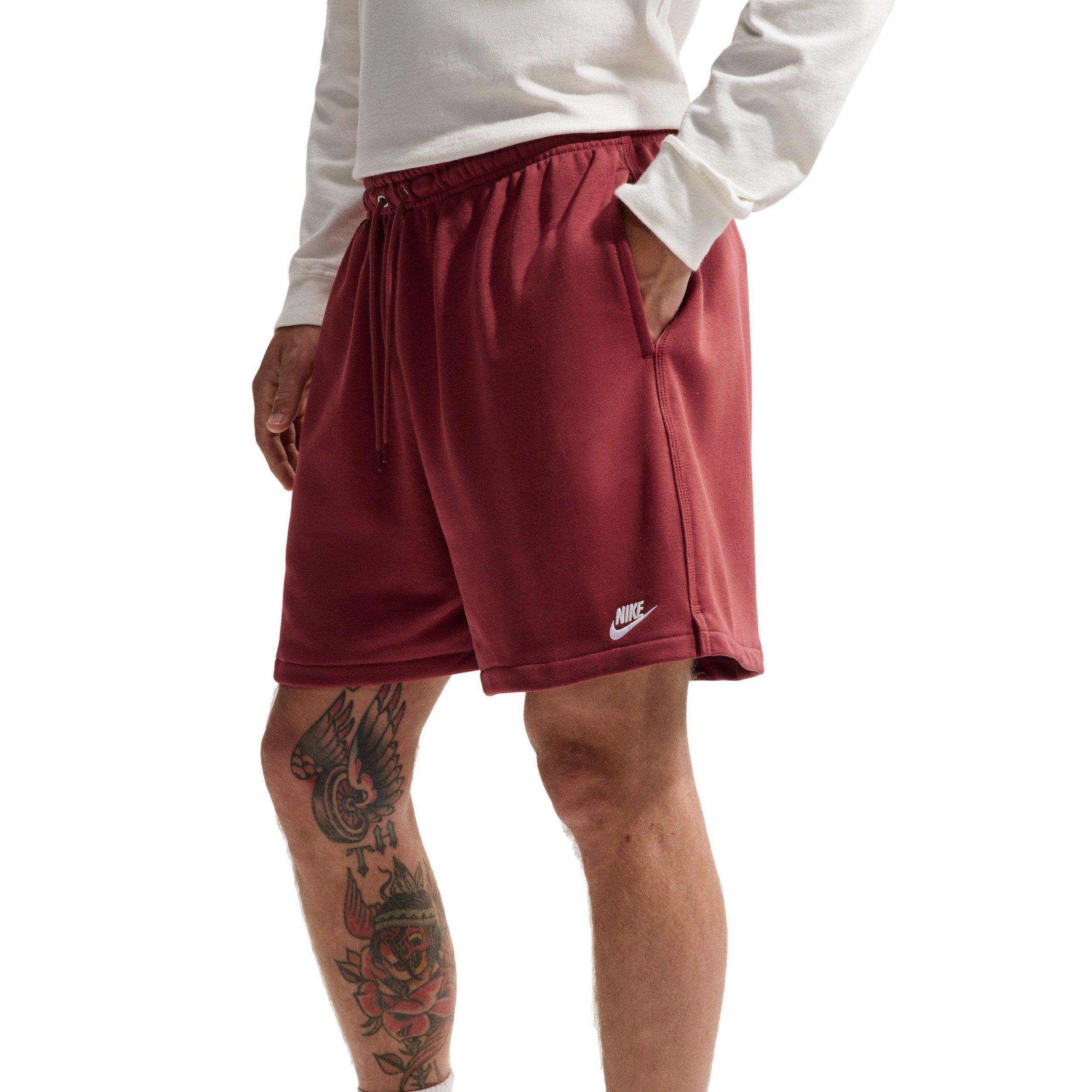 Nike Men's Club French Terry Flow Shorts - Crimson - CRIMSON